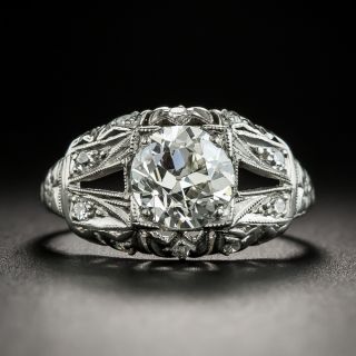 Art Deco 1.33 Carat Diamond Platinum Engagement Ring - GIA J VS2 - 2