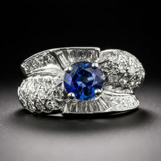 Art Deco 1.50 Carat Ceylon Sapphire And Diamond Ring - GIA  - 2