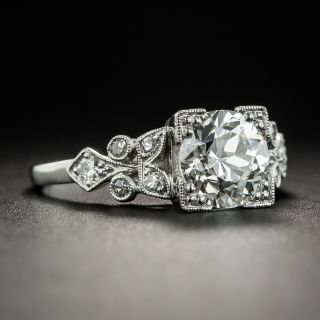 Art Deco 1.50 Carat Diamond Platinum Engagement Ring - GIA  J SI2 