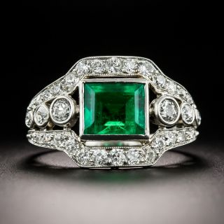 Art Deco 1.50 Carat Emerald and Diamond Ring - GIA F1 - 3