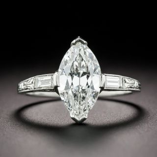 Art Deco 1.50 Carat Marquise Diamond Engagement Ring - GIA F VS1 - 2
