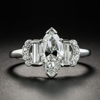 Art Deco 1.50 Carat Marquise Diamond Engagement Ring - GIA G SI1  - 1