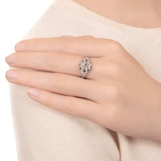 Art Deco 1.52 Carat Diamond and Sapphire* Ring - GIA