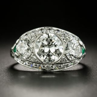 Art Deco 1.57 Carat Center Diamond Three-Stone Ring - GIA F VS1 - 2