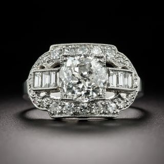 Art Deco 1.58 Carat Diamond Engagement Ring - GIA J I1 - 3
