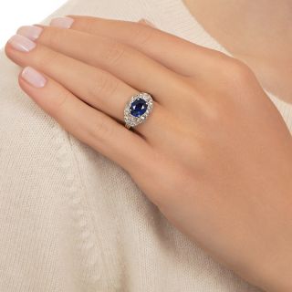 Art Deco 1.59 Carat Sapphire and Diamond Ring