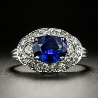 Art Deco 1.59 Carat Sapphire and Diamond Ring - 2