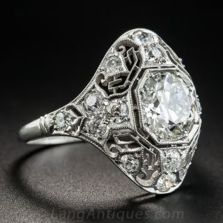 Art Deco 1.62 Carat  Diamond Platinum Ring