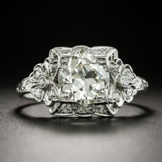 Art Deco 1.64 Carat Diamond Ring with Bow Accents -  GIA N VVS2 - 3