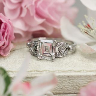 Art Deco 1.65 Carat Emerald-Cut Diamond Engagement Ring - GIA D VS1