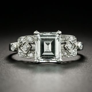 Art Deco 1.65 Carat Emerald-Cut Diamond Engagement Ring - GIA D VS1 - 2