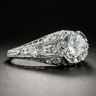 Art Deco 1.74 Carat Diamond Engagement Ring - GIA E VS1