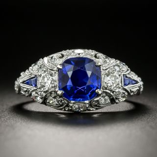 Art Deco 1.74 Carat Gem Kashmir Sapphire and Diamond Ring - AGL - 2