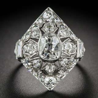 Art Deco 1.85 Carat Center Diamond Dinner Ring, 5.00 Carats Total - 8