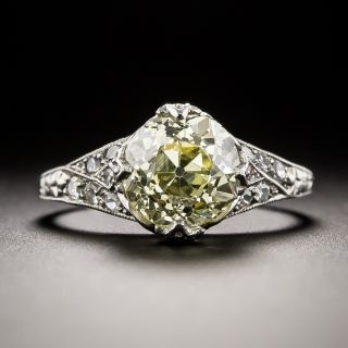 Art Deco 1.87 Carat Diamond Engagement Ring - GIA Fancy Yellow VS2 - 2