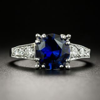 Art Deco 1.89 Carat Sapphire and Diamond Ring - 2