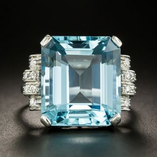 Art Deco 13.25 Carat Aquamarine and Diamond Ring - 2