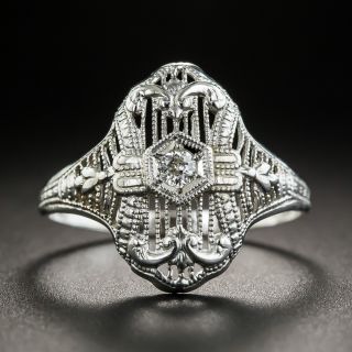 Art Deco 14K White Gold Diamond Ring - 2