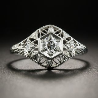 Art Deco .18 Carat Diamond Engagement Ring - 1