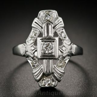 Art Deco 1930s Platinum and Diamond Dinner Ring - 2