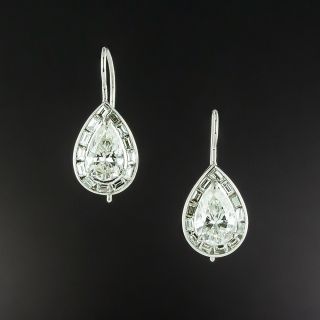 Art Deco 2.03 Carat Pear Shape Diamond Earrings - GIA H/I SI1 - 2