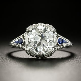 Art Deco 2.04 Carat Diamond *Sapphire Ring - GIA E SI2 - 2
