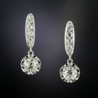 Art Deco 2.19 Carats Diamond Drop Earrings - GIA - 1