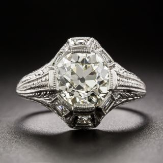 Art Deco 2.21 Carat European-Cut Diamond Engagement Ring - GIA N VS1 - 7