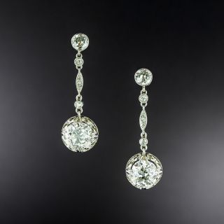 Art Deco 2.50 Carat Diamond Dangle Earrings  - 2