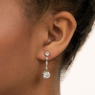 Art Deco 2.50 Carat Diamond Dangle Earrings 
