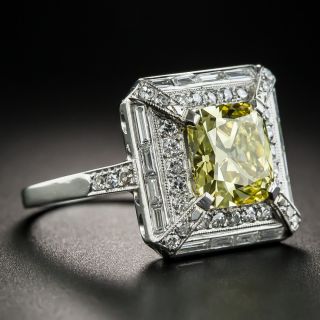 Art Deco 2.51 Carat Fancy Intense Yellow Diamond Engagement Ring - GIA