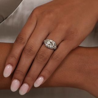 Art Deco 2.66 Carat Diamond Engagement Ring - GIA M VS2