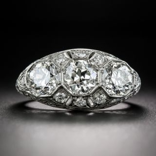 Art Deco 2.70 Total Carat Three-Stone Diamond Ring - GIA  - 3