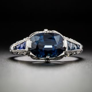 Art Deco 2.90 Carat No-Heat Sapphire and Diamond Ring - 2