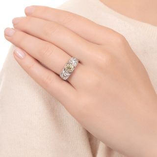 Art Deco 2.91 Total Carat Diamond Three-Stone Engagement Ring
