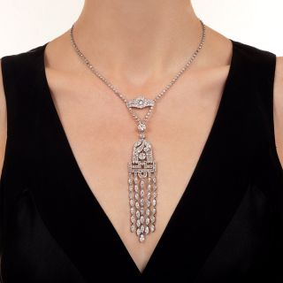 Art Deco 20 Carat Diamond Cascade Necklace 
