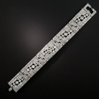 Art Deco 20 Carats Platinum Diamond Bracelet  - 7