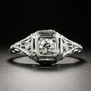 Art Deco .26 Carat Diamond Filigree Engagement Ring  - 3