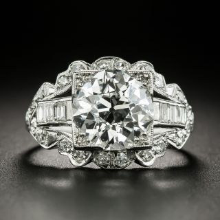 Art Deco 3.00 Carat Diamond Engagement Ring - GIA E SI1 - 2