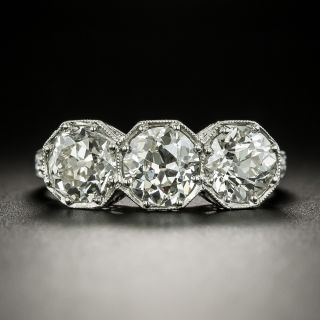 Art Deco 3.09 Carat Three-Stone Diamond Ring - GIA  J VS - 1