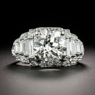 Art Deco 3.24 Carat Diamond Engagement Ring - GIA K VS2  - 3