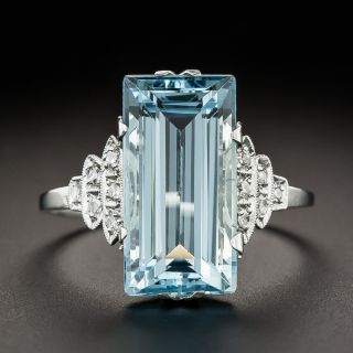 Art Deco 3.80 Carat Aquamarine and Diamond Ring - 2