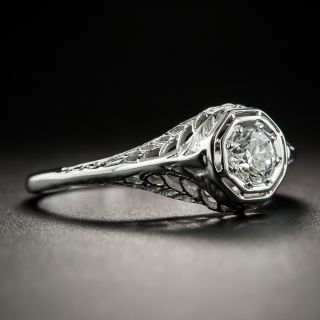 Art Deco .30 Carat Filigree Solitaire Diamond Ring