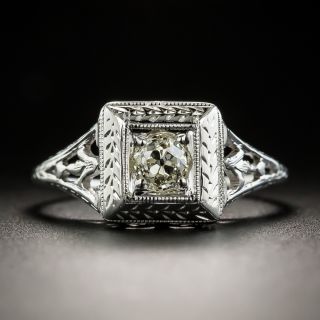 Art Deco .31 Carat Diamond Solitaire Engagement Ring - 2
