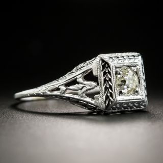 Art Deco .31 Carat Diamond Solitaire Engagement Ring