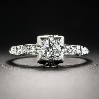 Art Deco .31 Carat Platinum Diamond Engagement Ring - 2