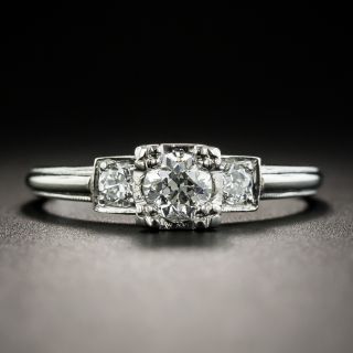 Art Deco .38 Carat Center Diamond Platinum Engagement Ring - 1