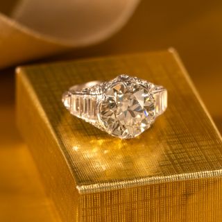 Art Deco 4.66 Carat Diamond Engagement Ring - GIA O-P VS2