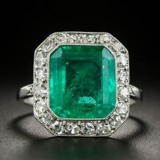 Art Deco 4.75 Carat Colombian Emerald and Diamond Ring - 2