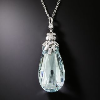 Art Deco 40.00 Carat Aquamarine Briolette and Diamond Necklace - 2